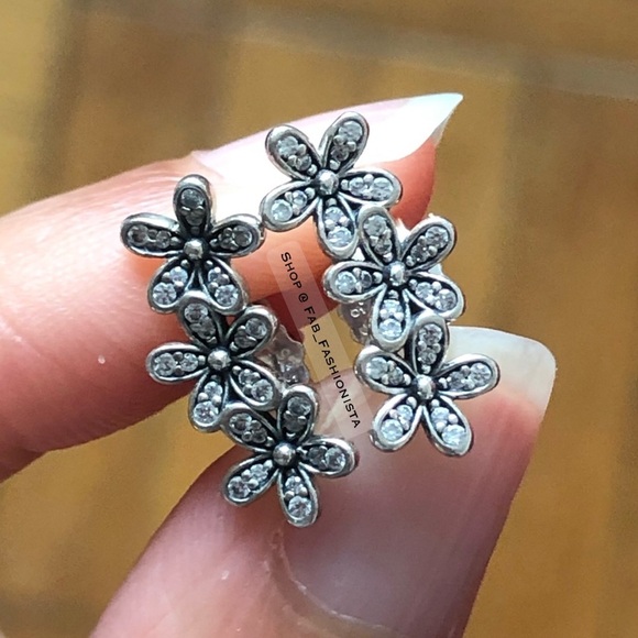 Pandora Daisy Pave Earrings Sterling Silver - Picture 3 of 14